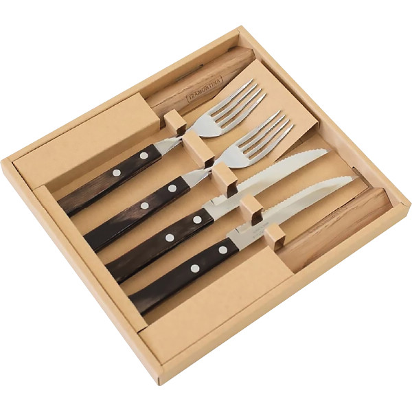 トラモンティーナ ポリウッド ステーキナイフ＆フォーク＆カトラリーレストセットダーク