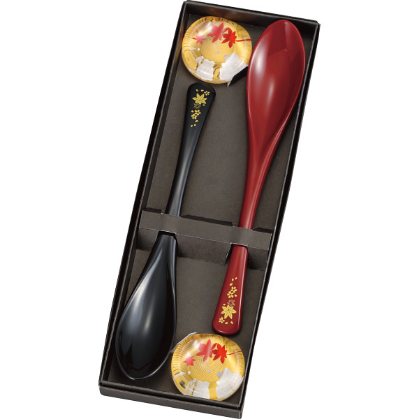 スプーン２本セット　黒・朱春秋