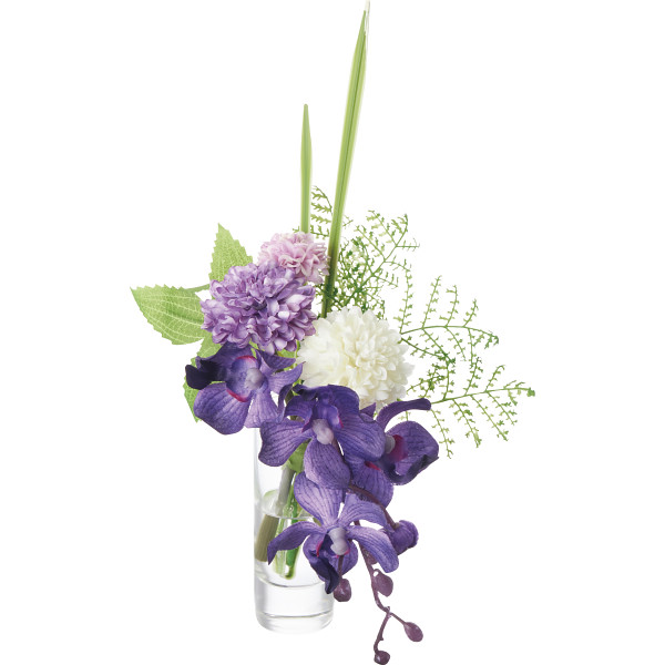 プリマ　ガラスウォーター供花　モカラ＆マム（造花）パープル