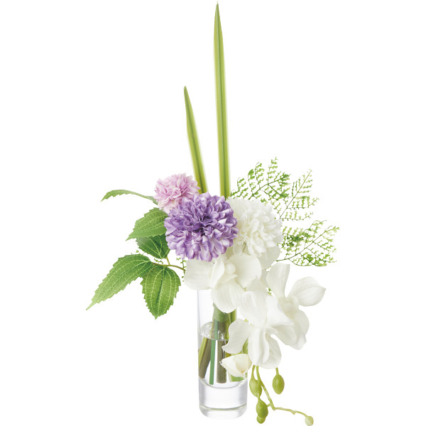 プリマ　ガラスウォーター供花　モカラ＆マムホワイト