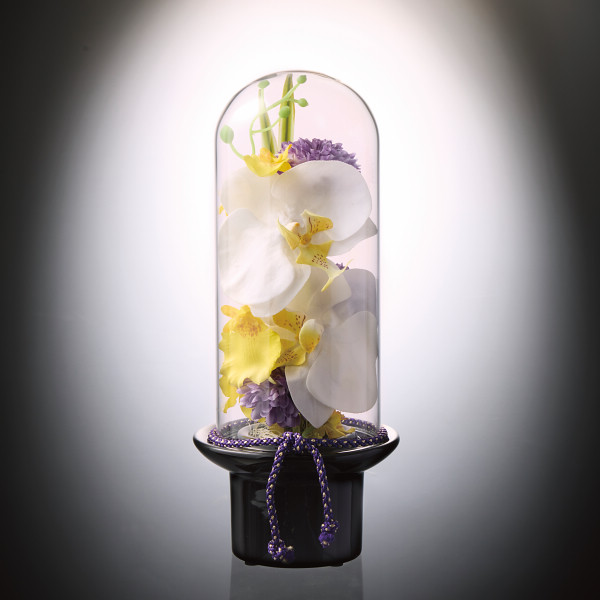 プリマ ガラスドームの供花 胡蝶蘭（造花）