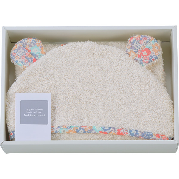 リバティプリント使用・ベビーバスローブボックス入りピンク