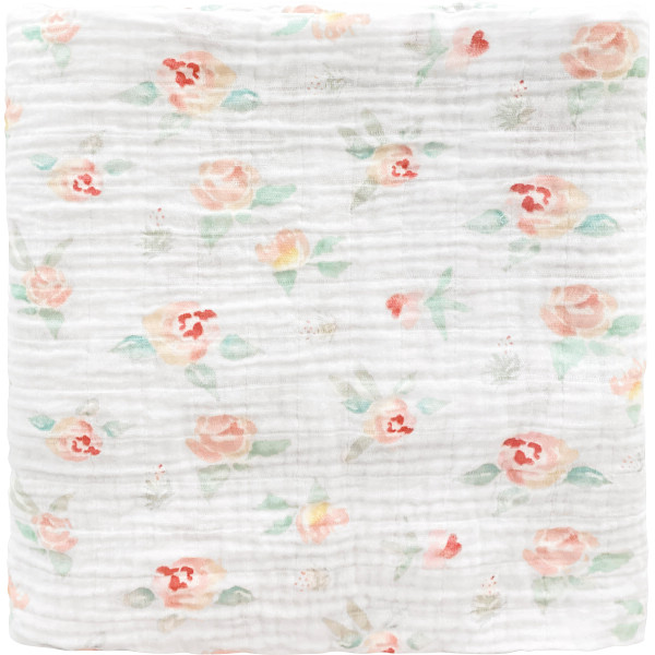 スワドルデザインズ　モスリンブランケット１枚ピーチピンクフローラル