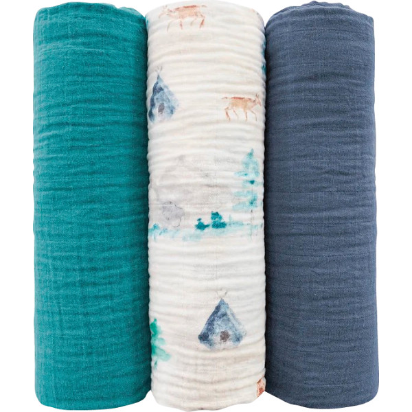 スワドルデザインズ　モスリンブランケット３枚セットマウンテン＆ツリー