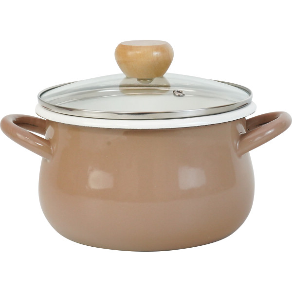 ストクック　ＩＨホーローポット（１８ｃｍ）ブラウン