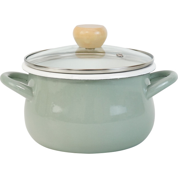 ストクック　ＩＨホーローポット（１８ｃｍ）グリーン