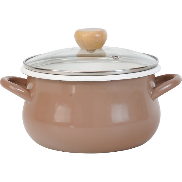 ストクック　ＩＨホーローポット（２０ｃｍ）ブラウン