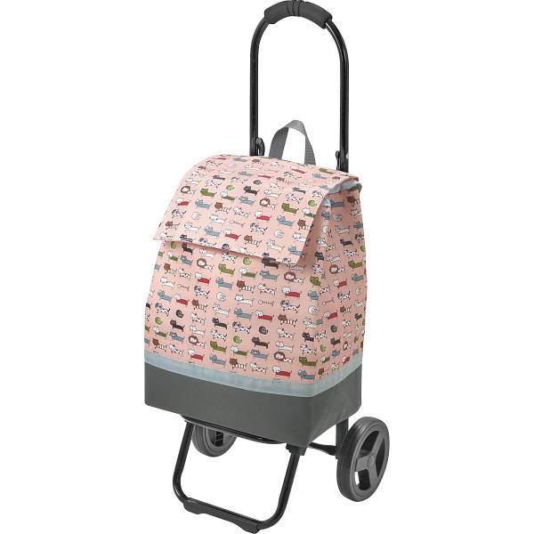 ネコ柄ショッピングカートピンク