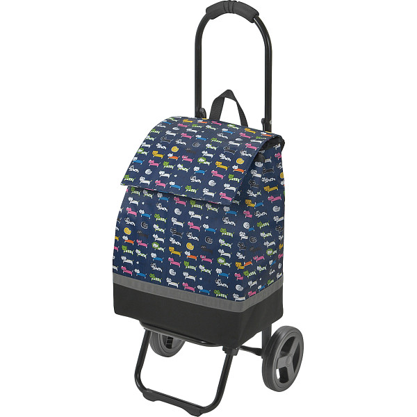 ネコ柄ショッピングカートネイビーブルー