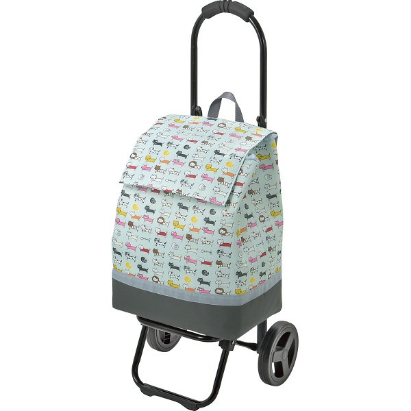 ネコ柄ショッピングカートスカイブルー