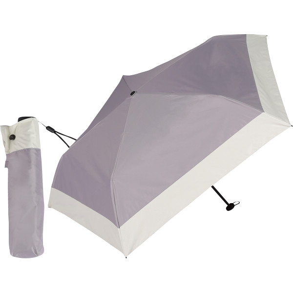 超軽量カーボン５本骨　晴雨兼用傘　バイカラーグレー×オフ