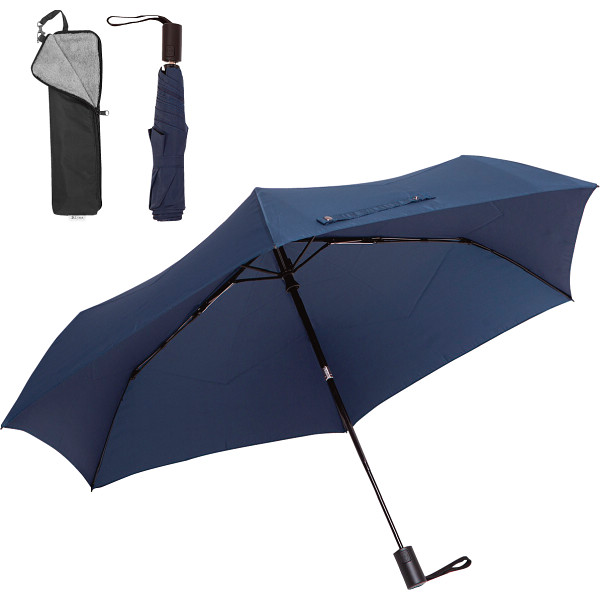 自動開閉６本骨カーボン雨傘　形状安定ネイビー