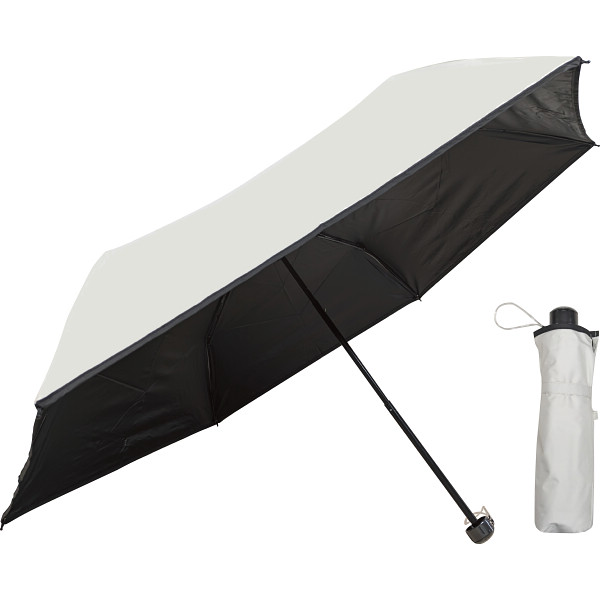 裏黒コーティング　裾パイピング５５ｃｍ晴雨兼用傘アイボリー