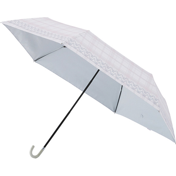 ビューティーシールド晴雨兼用折りたたみ日傘チェックペールピンク