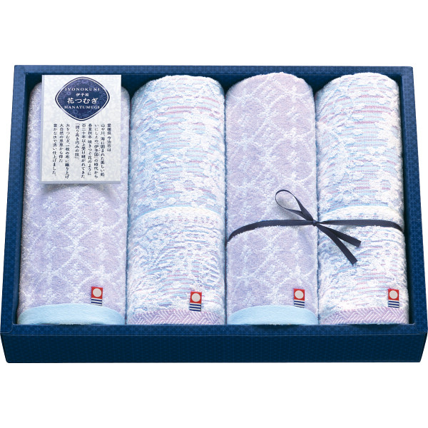 伊予国　花つむぎ　フェイスタオル４枚セット