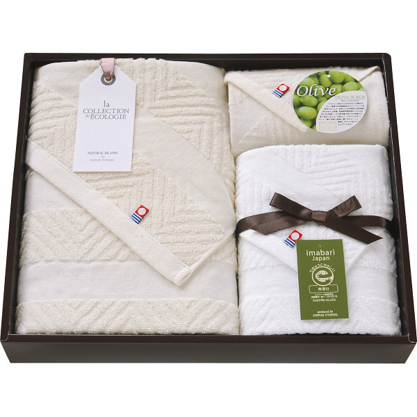 今治エコマークオリーブスクラブⅡ バス・フェイス・ハンドタオルセット