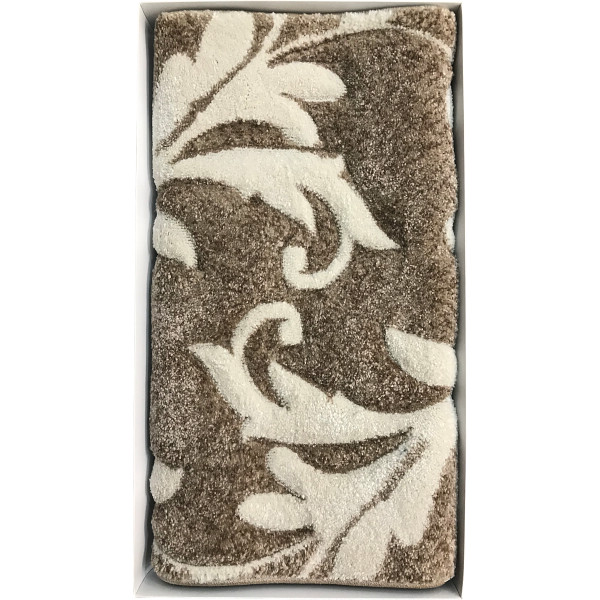 トルコ製カービング入りウィルトン玄関マットブラウン