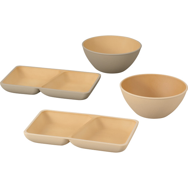 アースカラー　スクエアプレート・ボウルペアセット