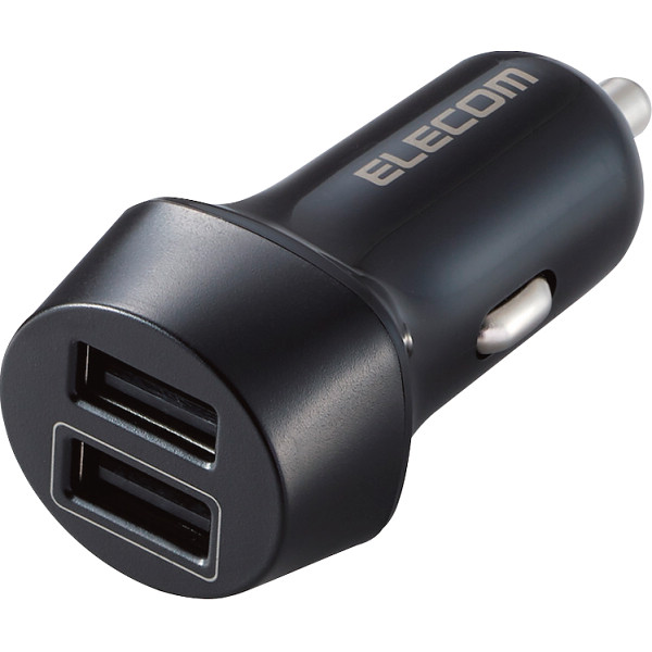 エレコム　シガーチャージャー　１２Ｗ　ＵＳＢ－Ａ×２ブラック