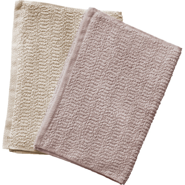 くらし想い　オーガニックコットン　スリムフェイスタオル２枚セットベージュ＆ブラウン