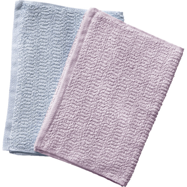 くらし想い　オーガニックコットン　スリムフェイスタオル２枚セットブルーグレー＆ピンクパープル
