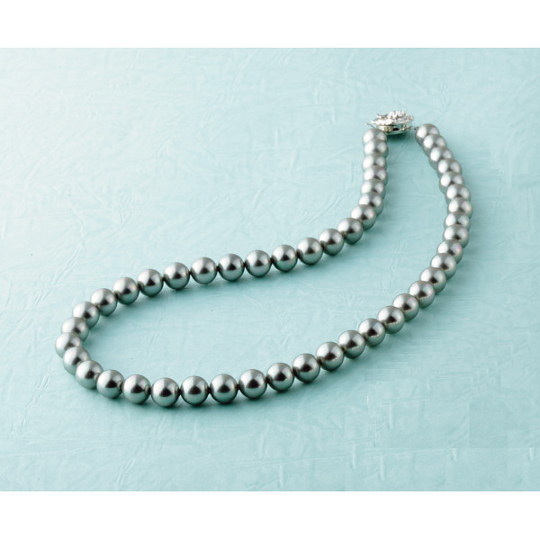 ヴィクトリアンローズ 貝パールネックレスグレー