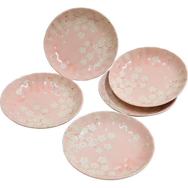 桜地紋　取皿５枚揃