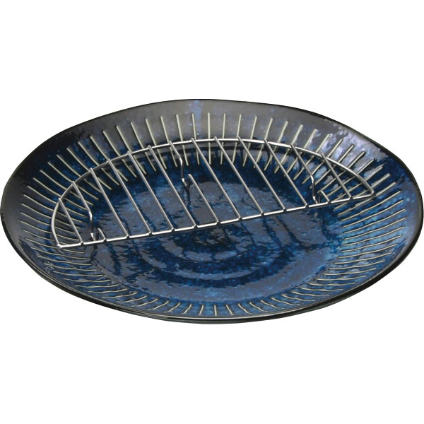 十草軽量　大皿スノコ付青