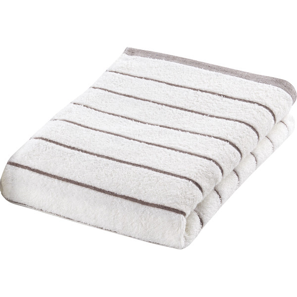 ナチュラルフェイス　ボーダーバスタオルベージュ