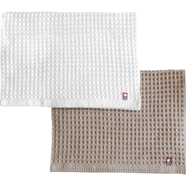 今治ワッフルソフト　フェイスタオル２枚セットブラウン