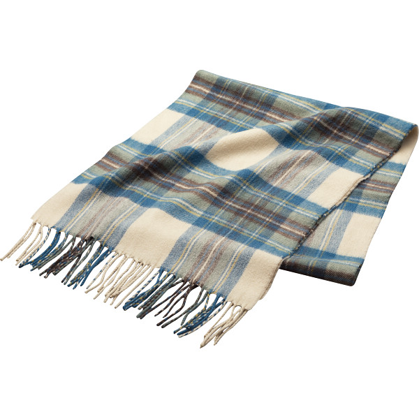 エドマイスター チェック柄マフラーオフホワイト