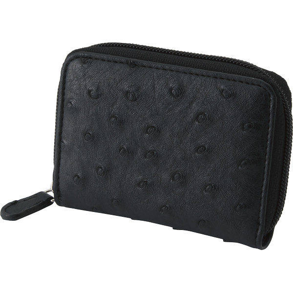 チェルベ オーストリッチ型押し小銭入れブラック