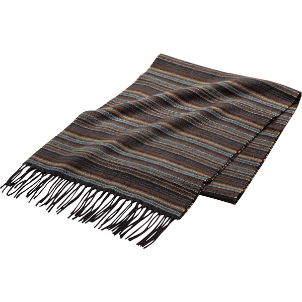 エドマイスター ボーダー柄マフラー茶