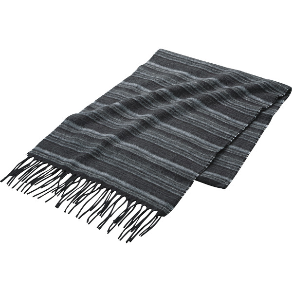 エドマイスター ボーダー柄マフラー黒