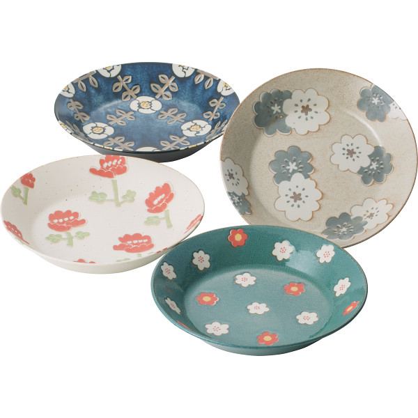 ノルディックフラワー パスタ皿４枚揃