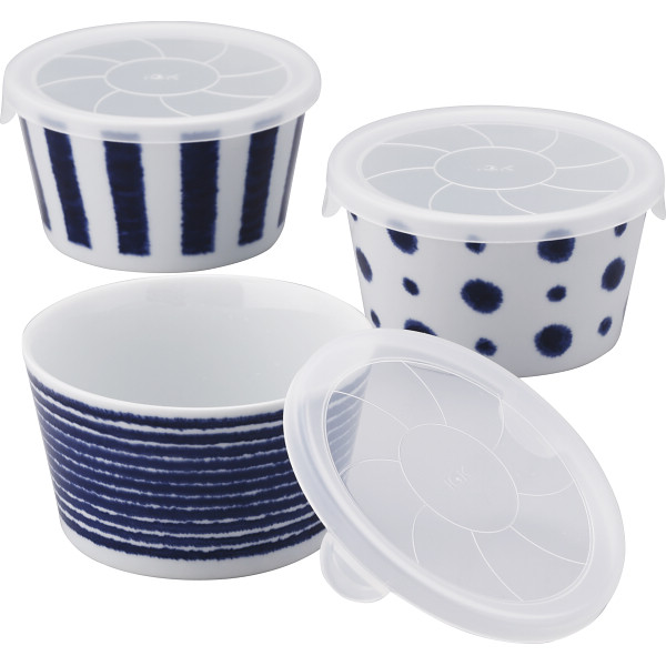 波佐見焼　藍玉　レンジ鉢トリオ