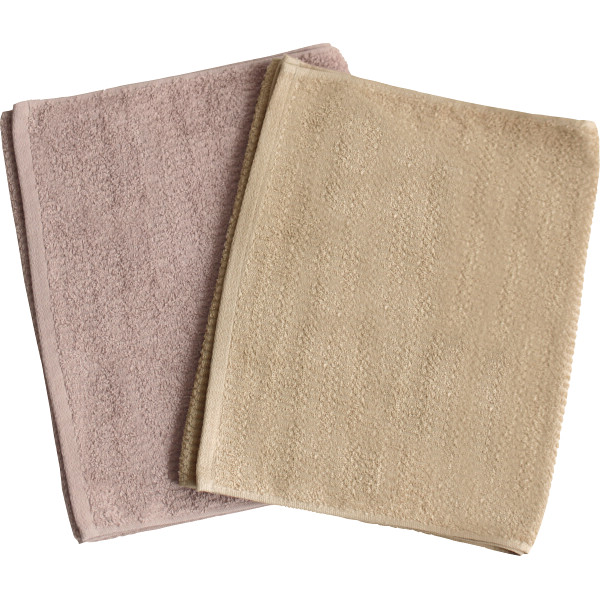 くらし想い　オーガニックコットン　スリムバスタオル２枚セットブラウン＆ベージュ