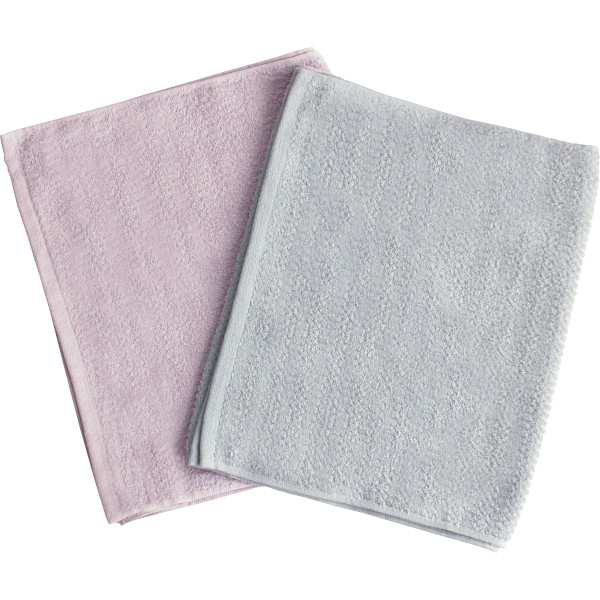 くらし想い　オーガニックコットン　スリムバスタオル２枚セットピンクパープル＆ブルーグレー