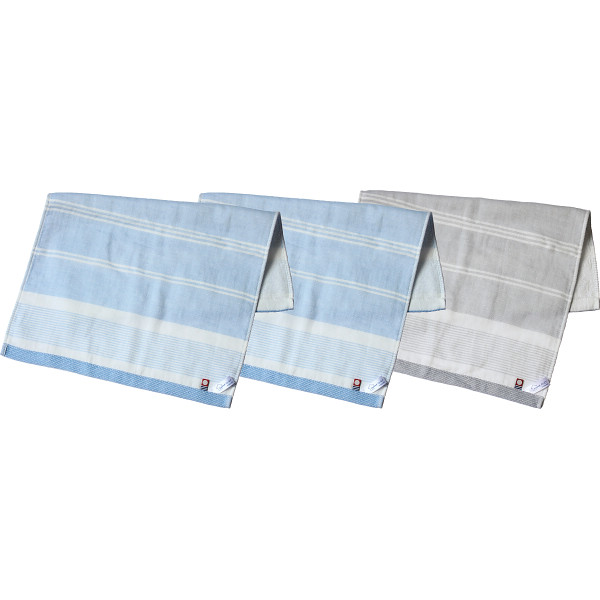 ホームシェフ今治　キッチンタオル３枚セットブルー＆グレー