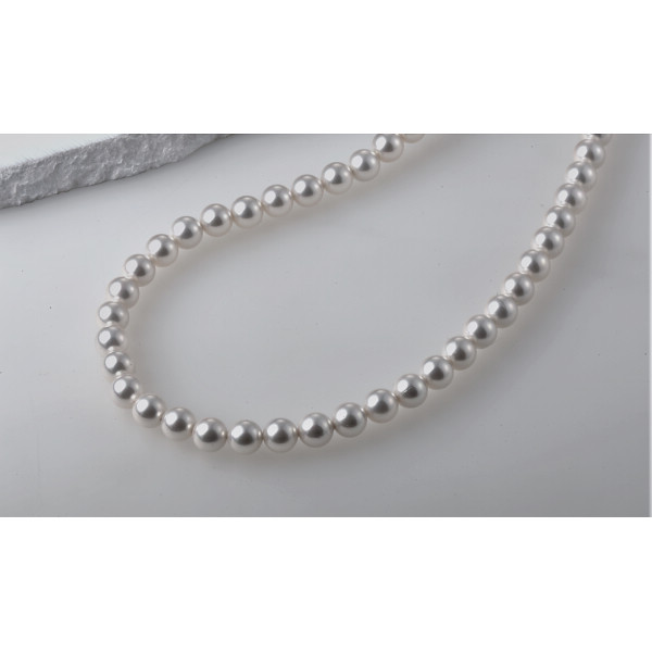 ヴィクトリアンローズ貝パール１０ｍｍネックレスホワイト