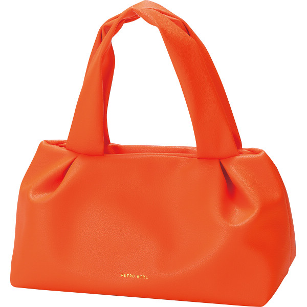 レトロガール　タックデザインミニトートバッグオレンジ
