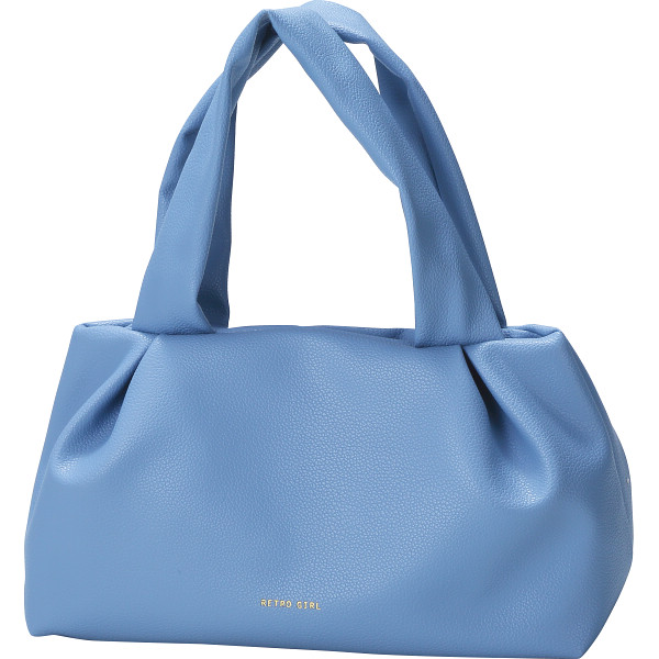 レトロガール　タックデザインミニトートバッグブルー