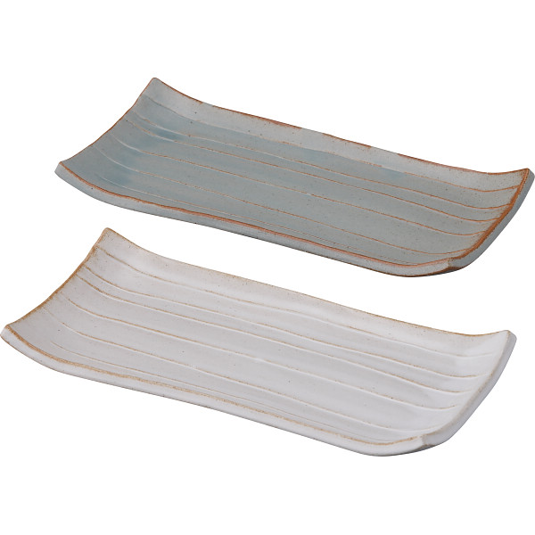 瀬戸焼　窯変ペア長皿