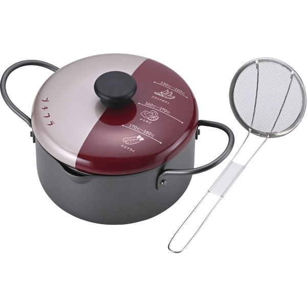 フタ付き揚げもの鍋（１６ｃｍ）カス揚げ付