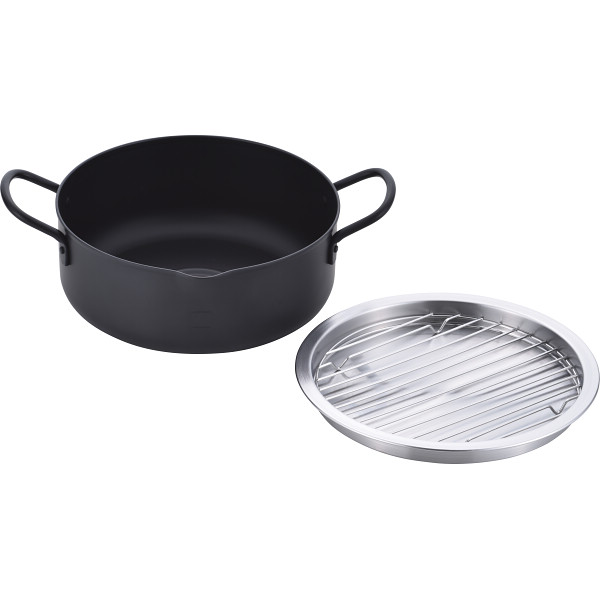 スッキリ重なるバット付き 両手天ぷら鍋（２０ｃｍ）