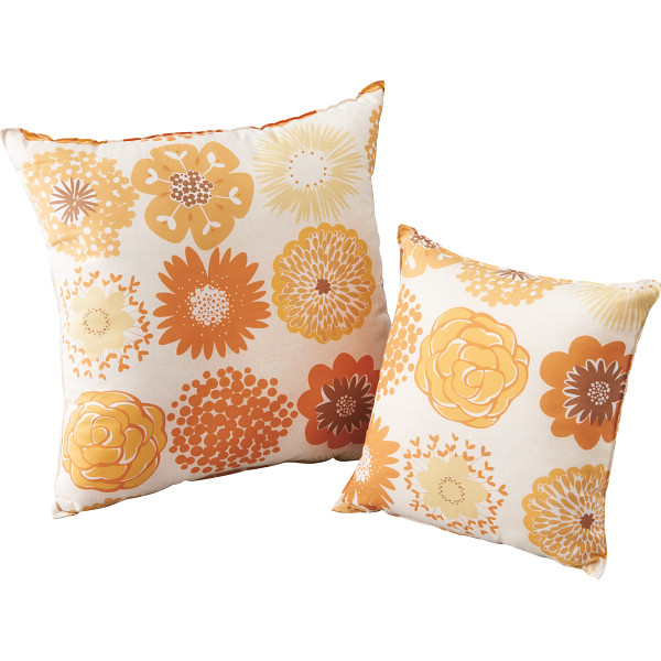 大小クッションセット（フラワードット）オレンジ