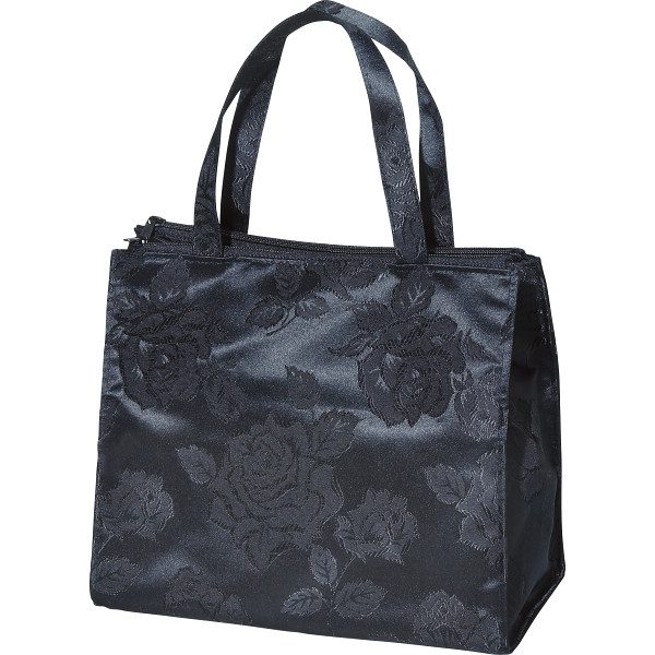 日本製ジャガード手さげブラック