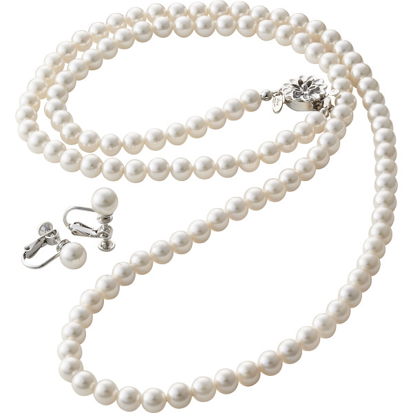 ドゥーナイスクラップ 泉州産貝パール２点セット（ロングタイプ）ホワイト