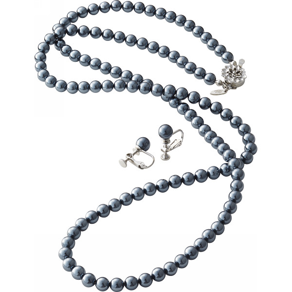 ドゥーナイスクラップ 泉州産貝パール２点セット（ロングタイプ）ダークグレー