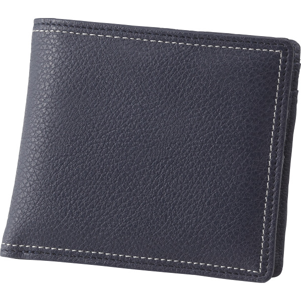 チェルベ ダブルステッチ二つ折財布ネイビー